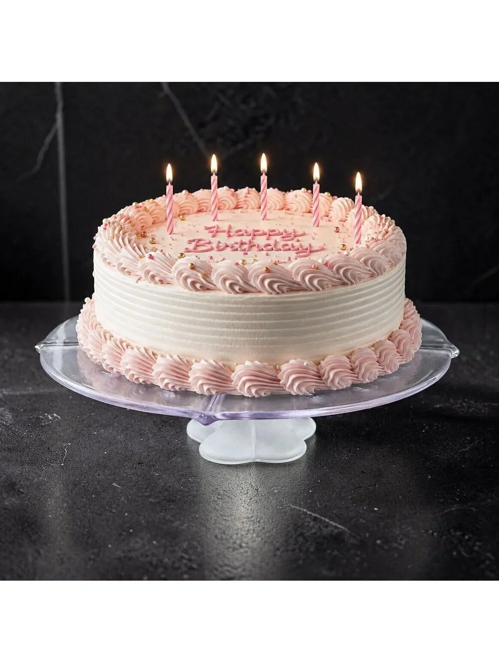 Vintage Mikasa Calypso Pastel Giftware Floral Glass Cake Stand - Large (13